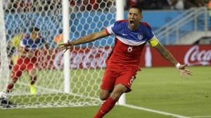 Clint Dempsey celebrates after scoring the first goal for the United States against Ghana on Monday.