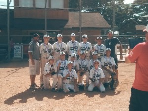 Members of the Upper Deck Cougars 13u team pose for a picture after their tournament win in Wisconsin Dells. Pictured front row from left to right: McKay Doran and Anthony Lenza. MIddle row: Donnie Gravitt, Zack Plumley, Brett Stroube, Brendon Herrin, Zak Zaghloul, Joe DeHaan. Back row: Coach Lenza, Daniel Murczek, Josh Mrozek, Nolan Fasel, Jake Zorn, Jesse Torres, and Coach Doran. 